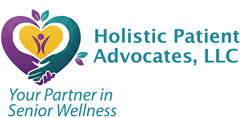 Logo for Holistic Health Advocates with a leaf design and tagline.